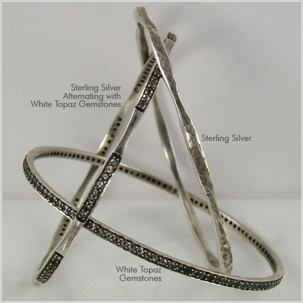 Jill Alberts Bangle (Sterling Silver/White Topaz)